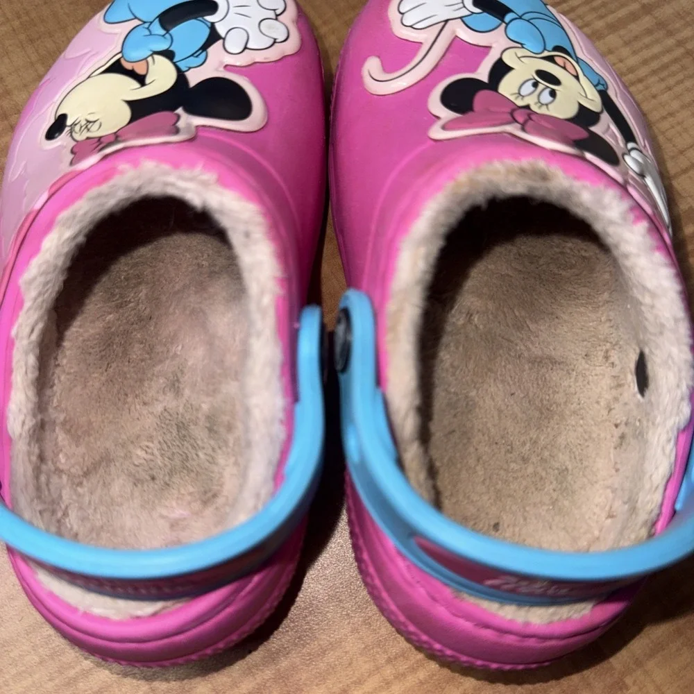Crocs Disney Minnie Mouse Lined Pink Blue Clogs Mules Toddler Shoes Girls C7